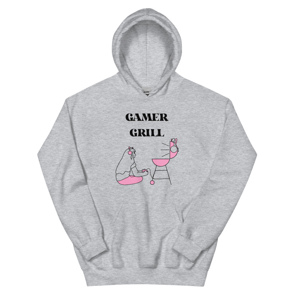 Gamer Grill | Unisex Hoodie | Feminist Gamer Threads and Thistles Inventory Sport Grey S