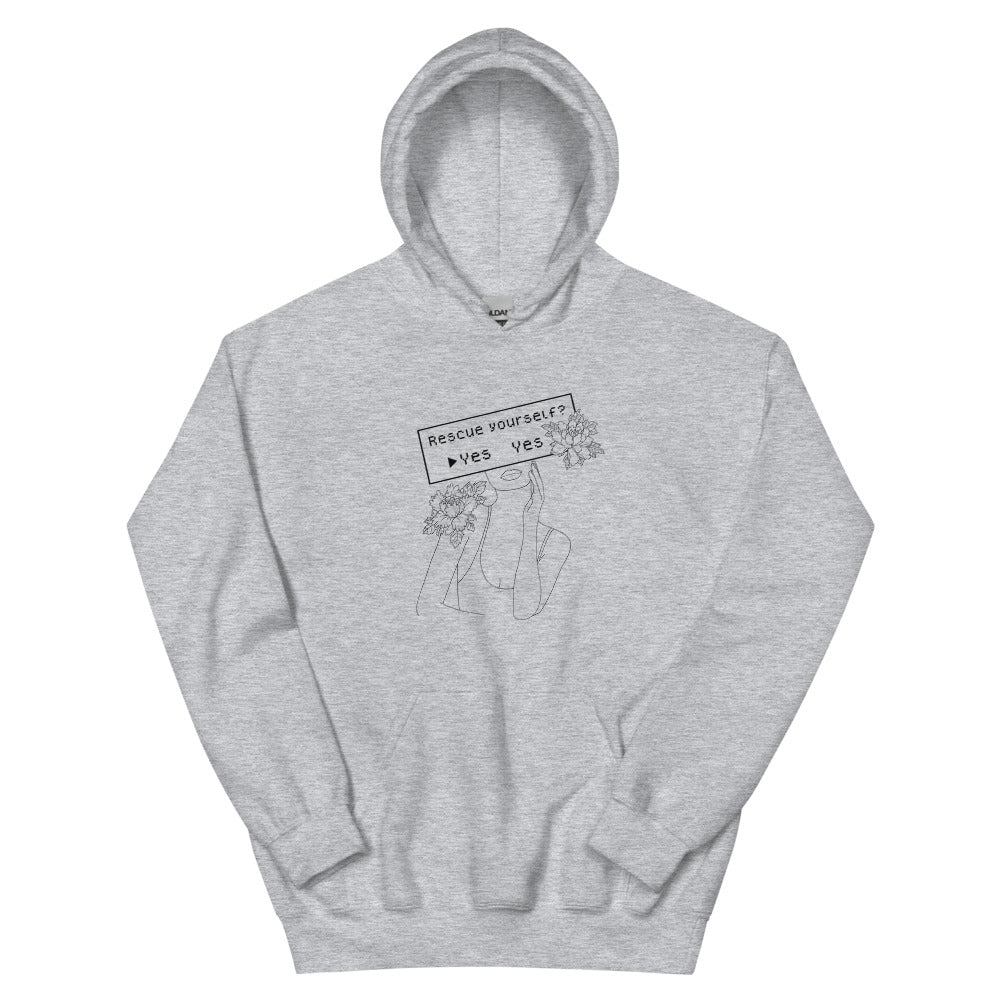 Rescue Yourself? | Unisex Hoodie | Feminist Gamer Threads and Thistles Inventory Sport Grey S