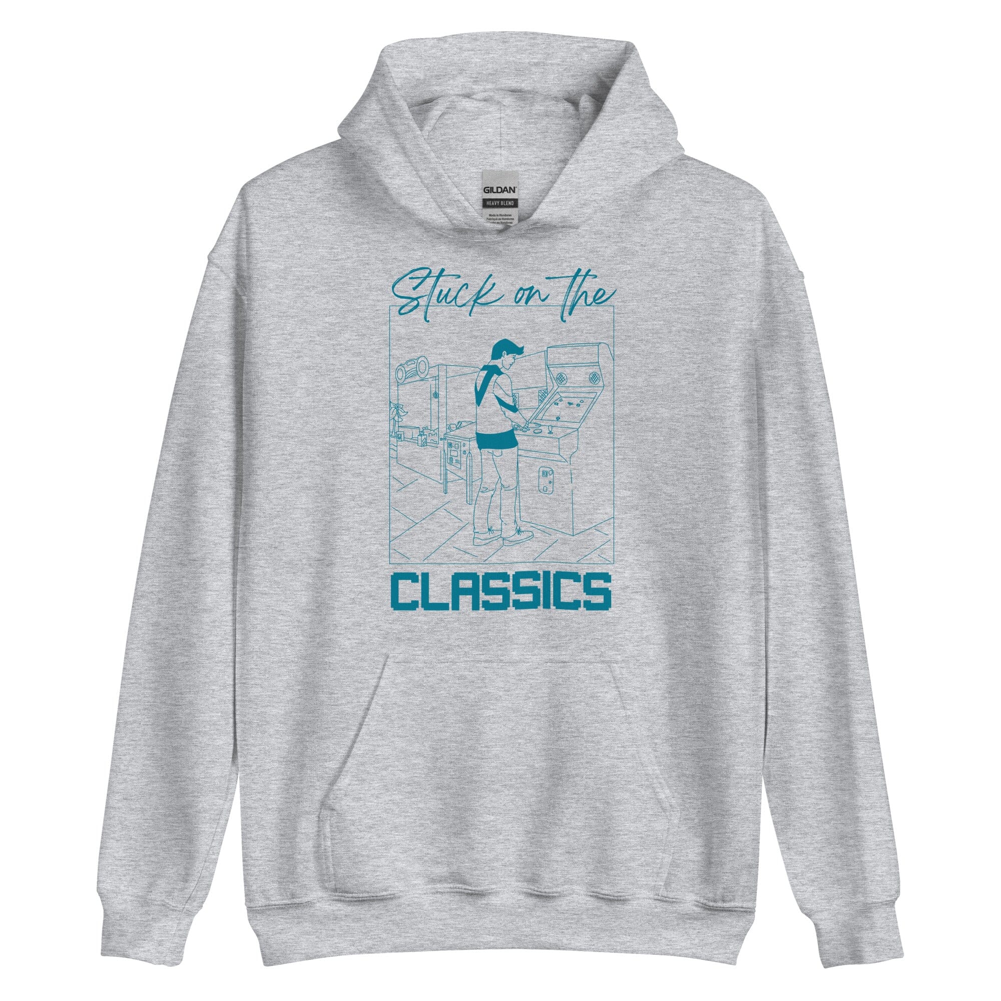 Stuck on the Classics | Unisex Hoodie | Retro Gaming Threads & Thistles Inventory Sport Grey S