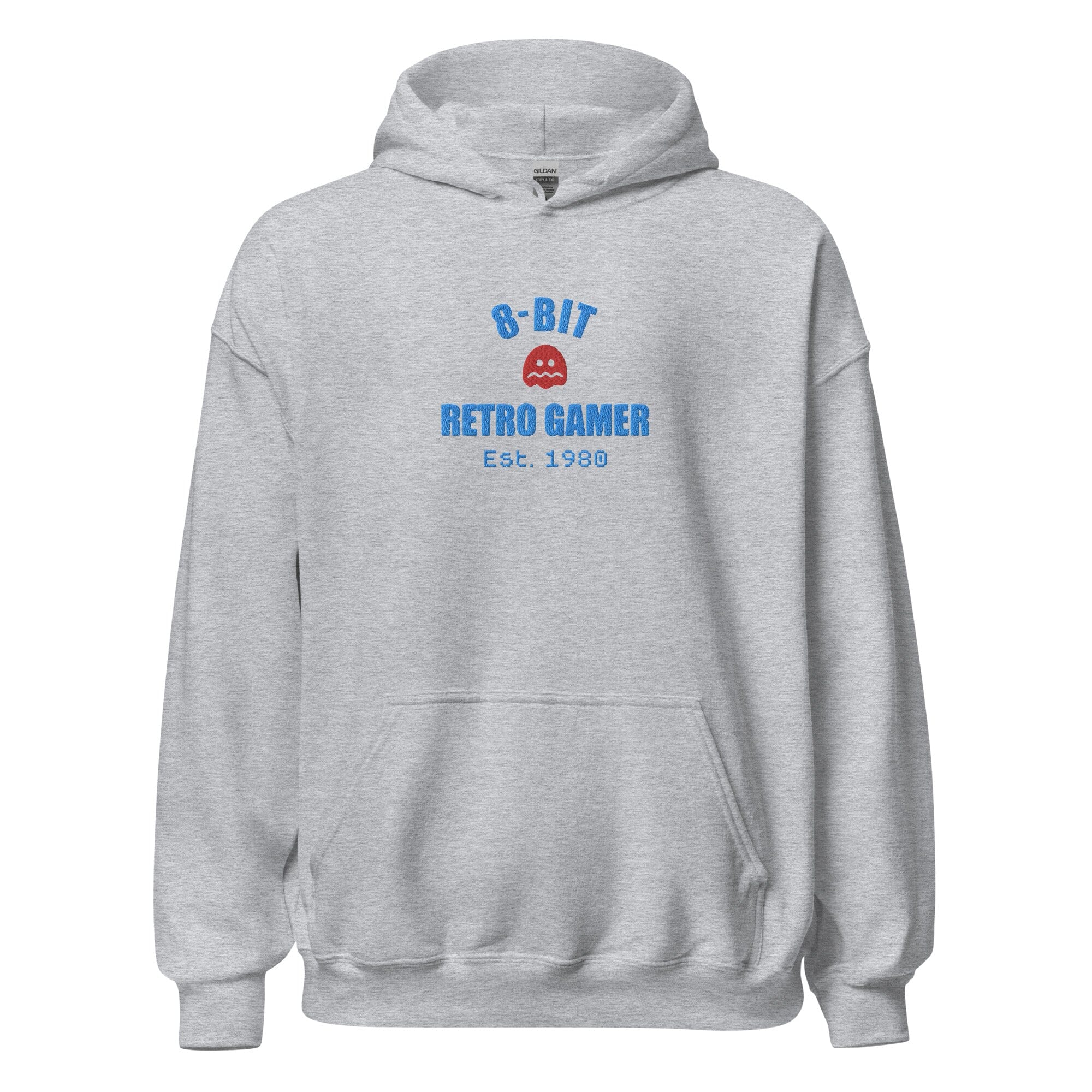 8-Bit Retro Gamer | Embroidered Unisex Hoodie | Retro Gaming Threads & Thistles Inventory Sport Grey S