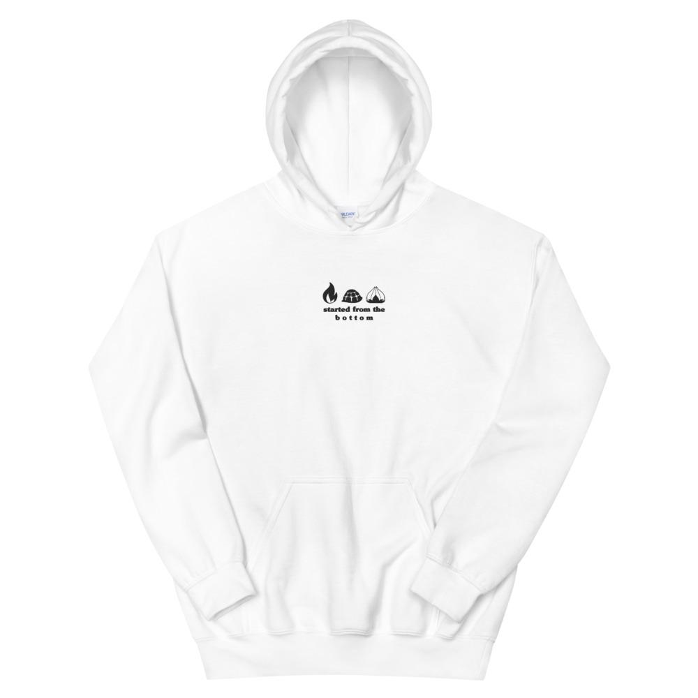 Started from the Bottom | Embroidered Unisex Hoodie | Pokemon Threads and Thistles Inventory White S
