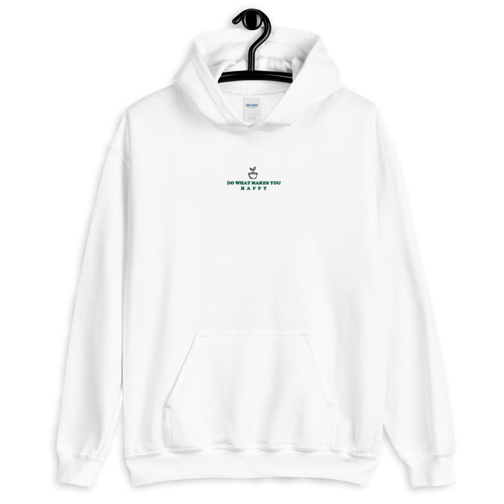 Happy | Embroidered Unisex Hoodie | Animal Crossing Threads and Thistles Inventory