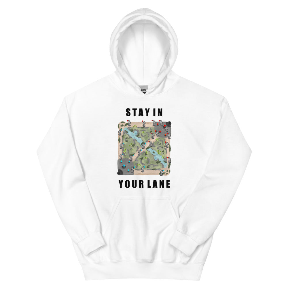 Stay In Your Lane | Unisex Hoodie | League of Legends Threads and Thistles Inventory White S