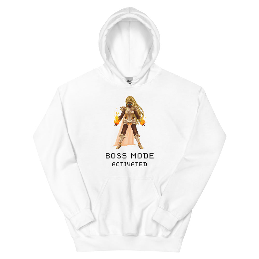 Boss mode | Unisex Hoodie | Feminist Gamer Threads and Thistles Inventory White S