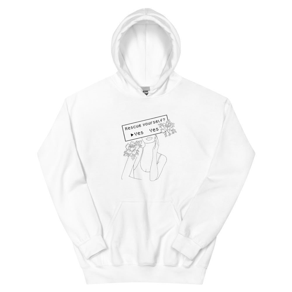 Rescue Yourself? | Unisex Hoodie | Feminist Gamer Threads and Thistles Inventory White S