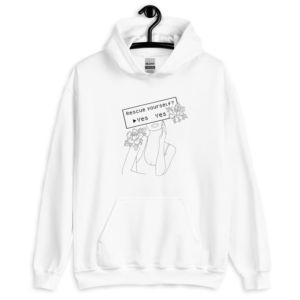 Rescue Yourself? | Unisex Hoodie | Feminist Gamer Threads and Thistles Inventory