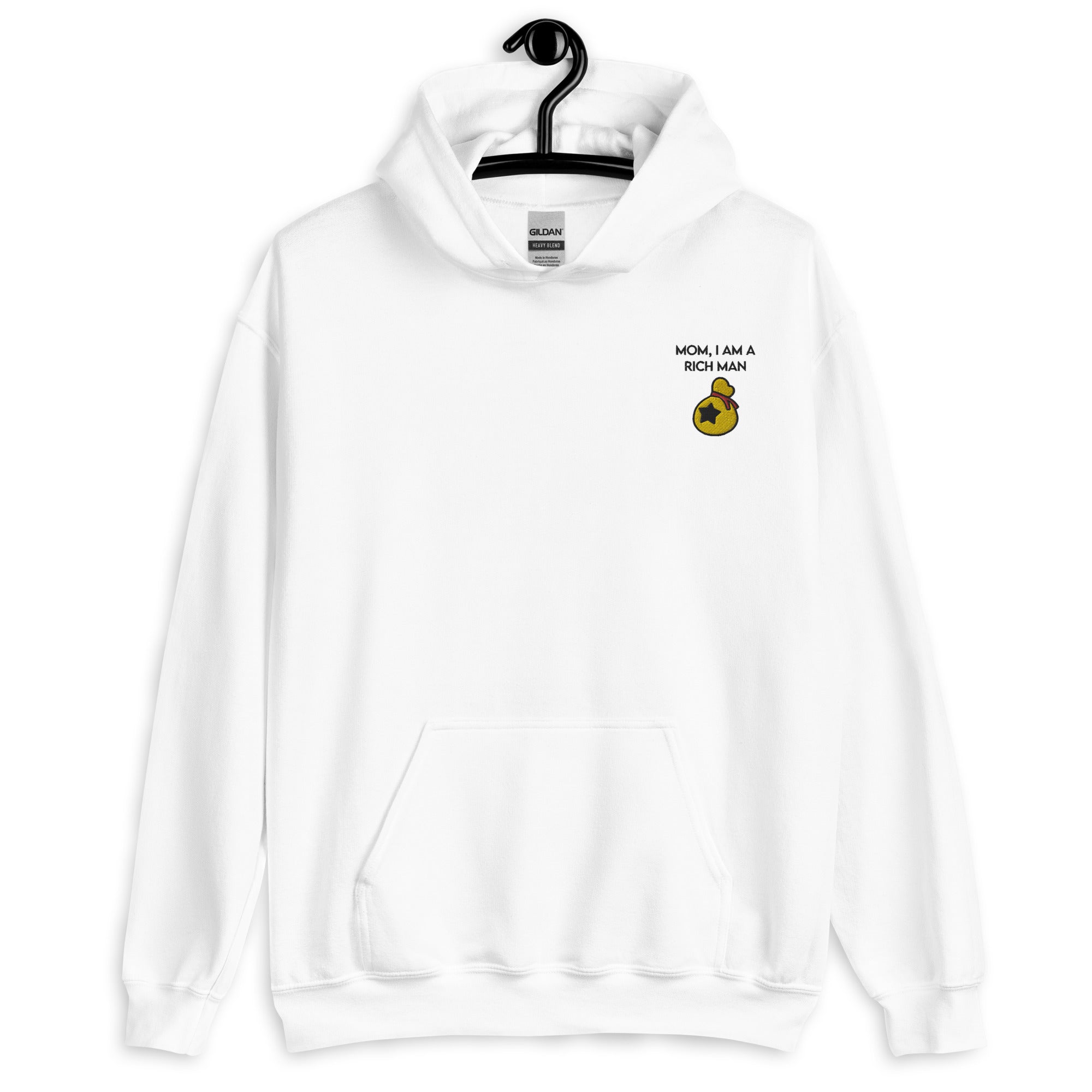 I Am a Rich Man | Embroidered Unisex Hoodie | Animal Crossing Threads and Thistles Inventory