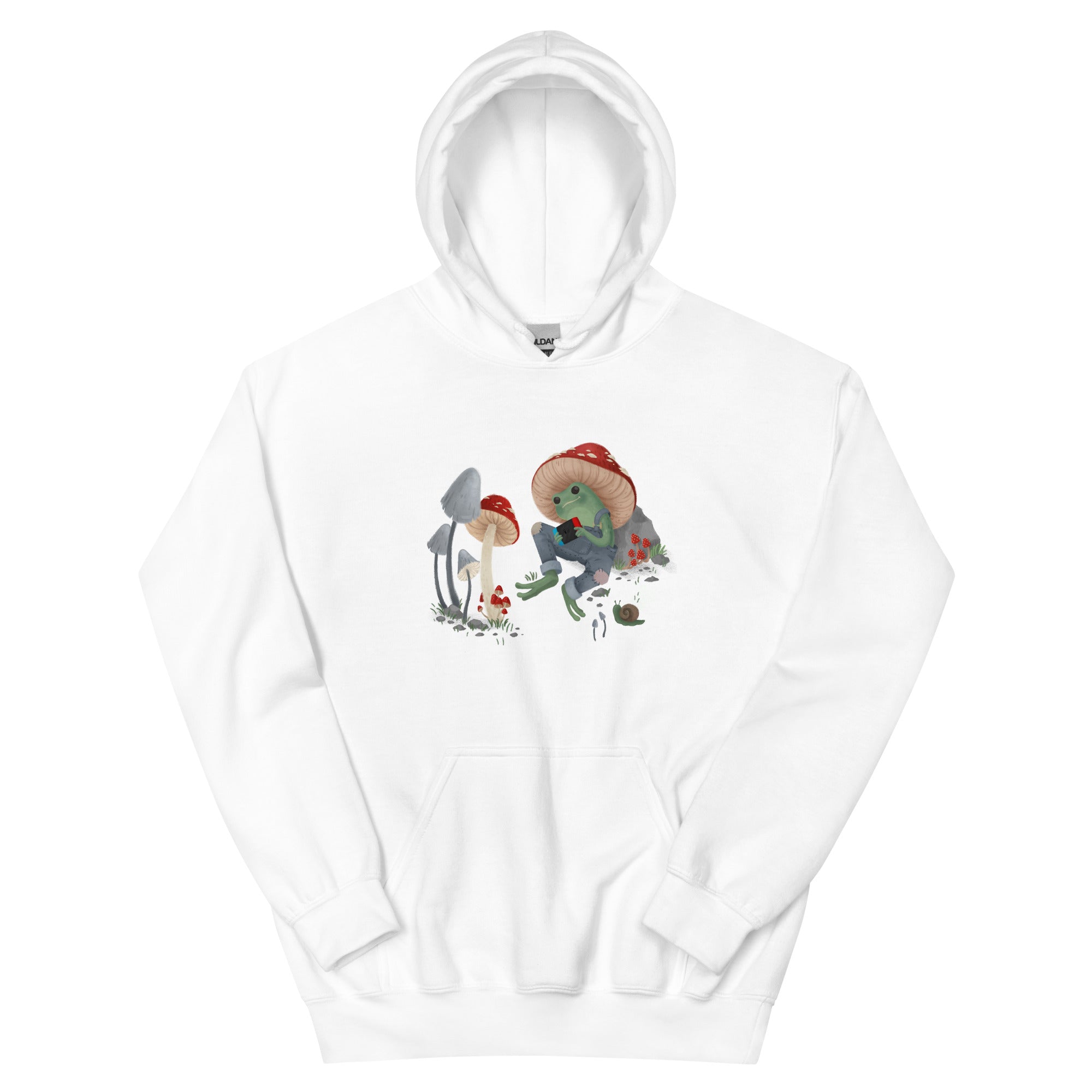 Cottagecore Frog | Unisex Hoodie | Cozy Gamer Threads and Thistles Inventory White S