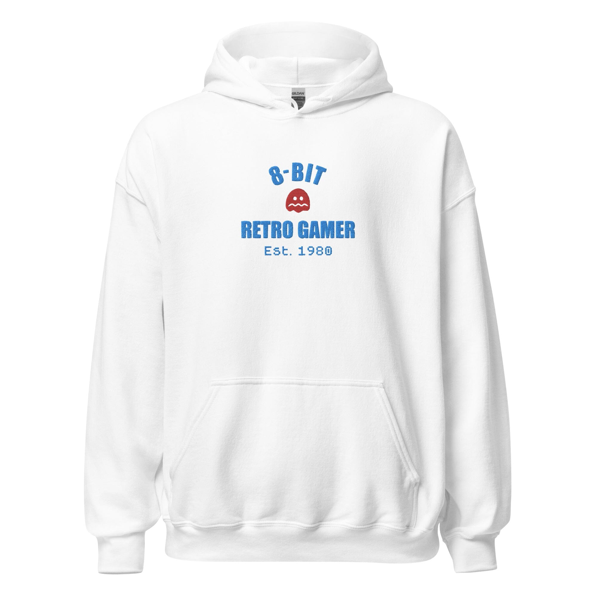 8-Bit Retro Gamer | Embroidered Unisex Hoodie | Retro Gaming Threads & Thistles Inventory White S