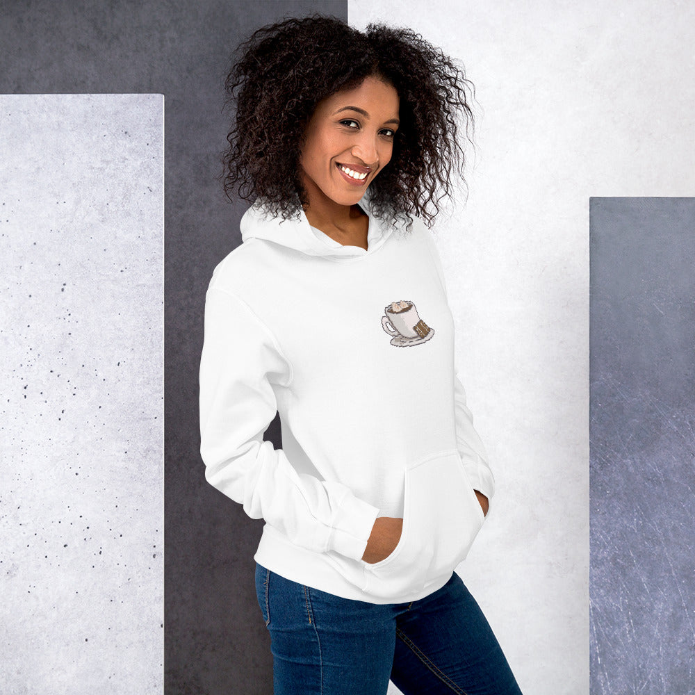 Pixelated Cocoa and Switch | Unisex Hoodie | Cozy Gamer Christmas Hoodie Threads & Thistles Inventory