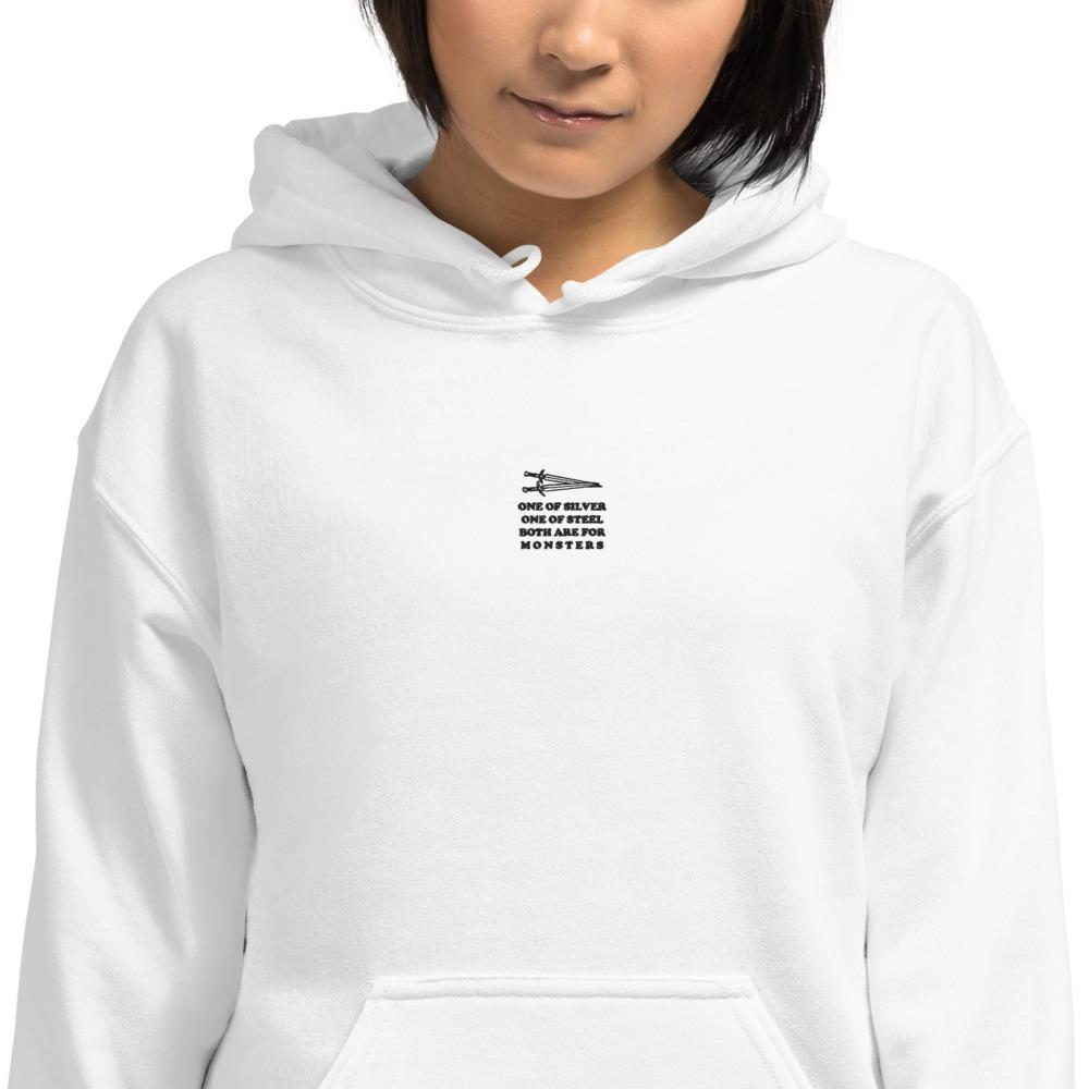 Both are for Monsters | Embroidered Unisex Hoodie | The Witcher Threads and Thistles Inventory