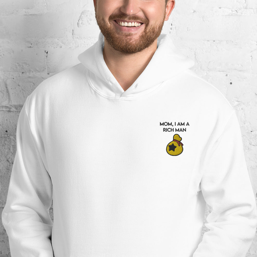I Am a Rich Man | Embroidered Unisex Hoodie | Animal Crossing Threads and Thistles Inventory