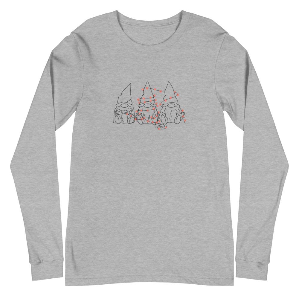 Gamer Gnome Christmas | Seasonal Unisex Long Sleeve Tee Threads and Thistles Inventory Athletic Heather XS