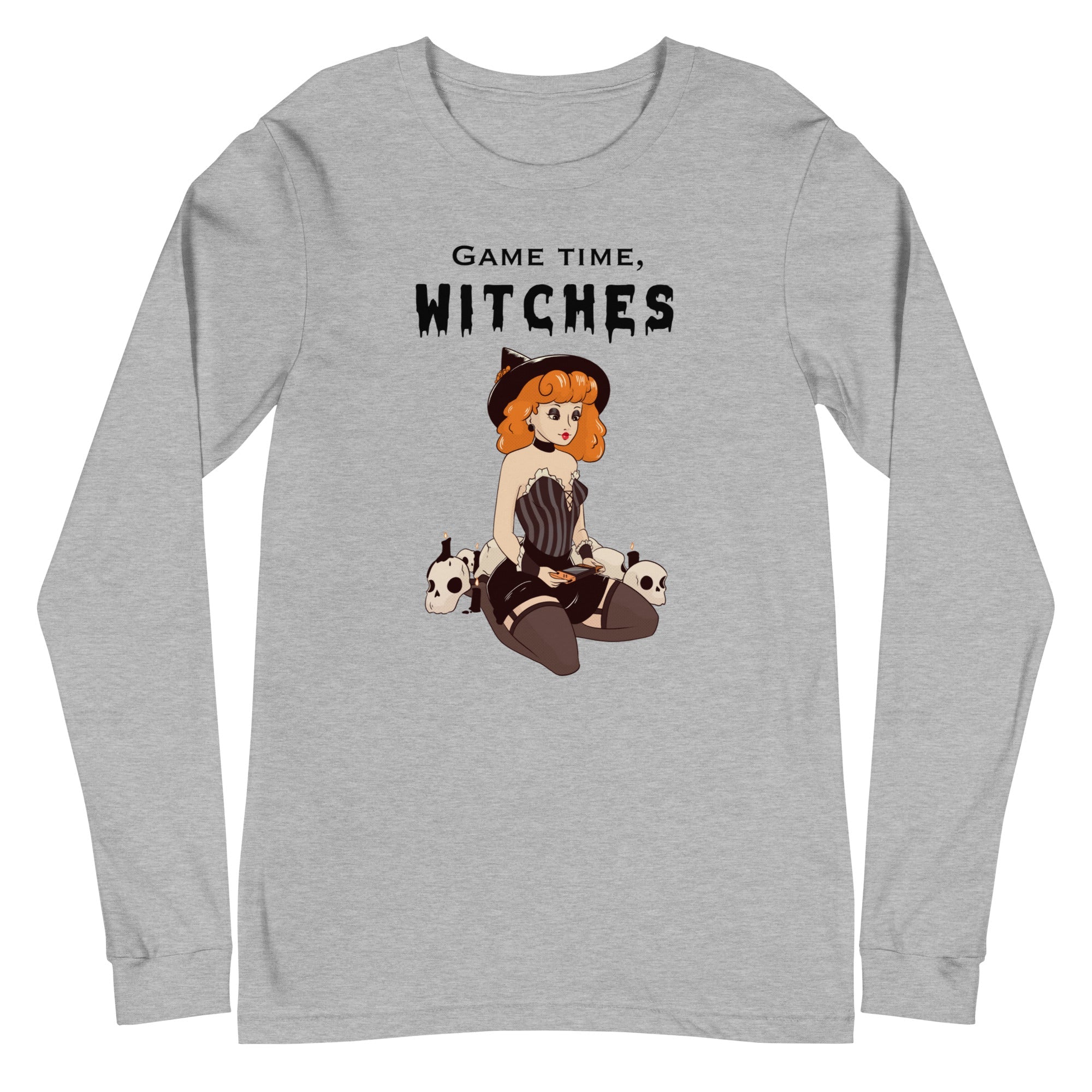 Game Time, Witches | Fall Unisex Long Sleeve Tee Threads & Thistles Inventory Athletic Heather XS