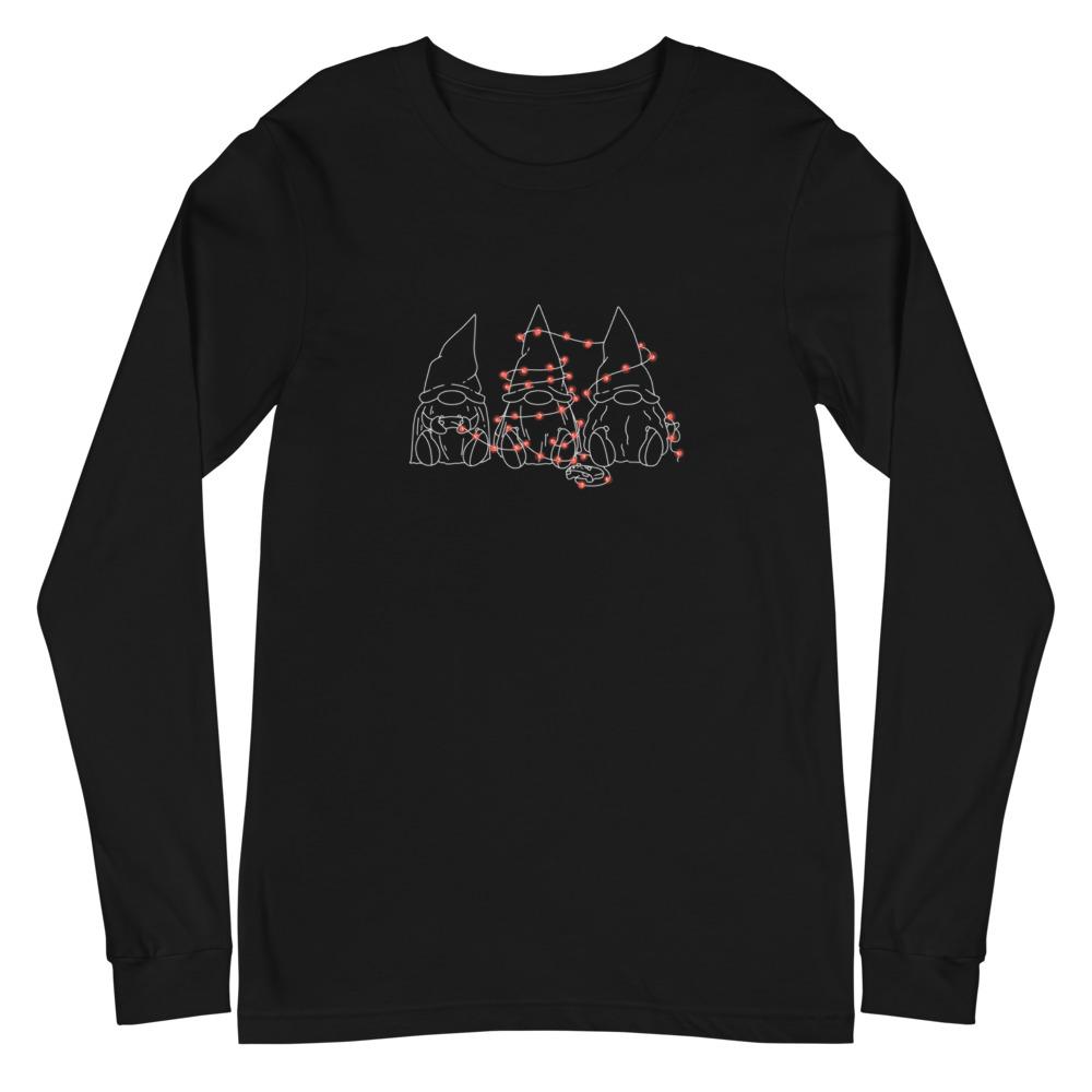 Gamer Gnome Christmas | Seasonal Unisex Long Sleeve Tee Threads and Thistles Inventory Black XS
