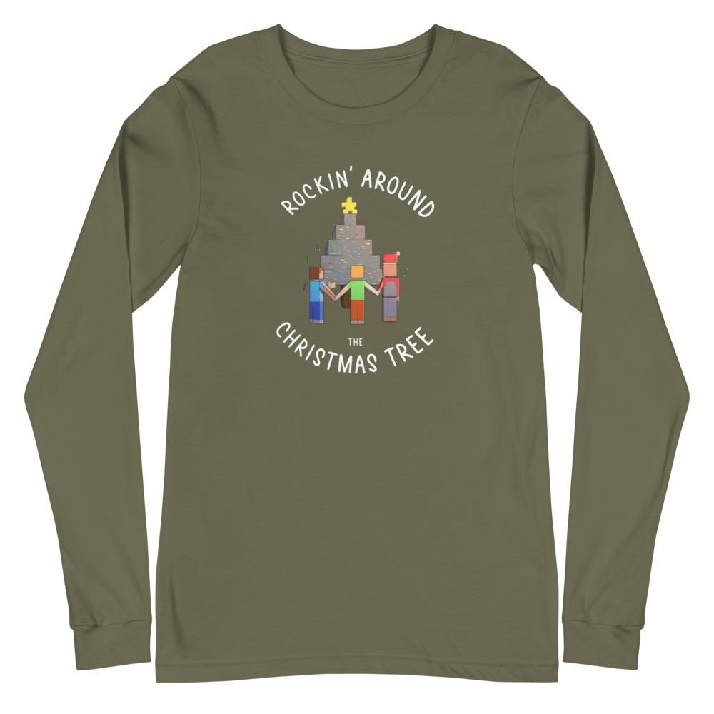 Rockin' Around | Seasonal Unisex Long Sleeve Tee | Minecraft Threads and Thistles Inventory Military Green XS