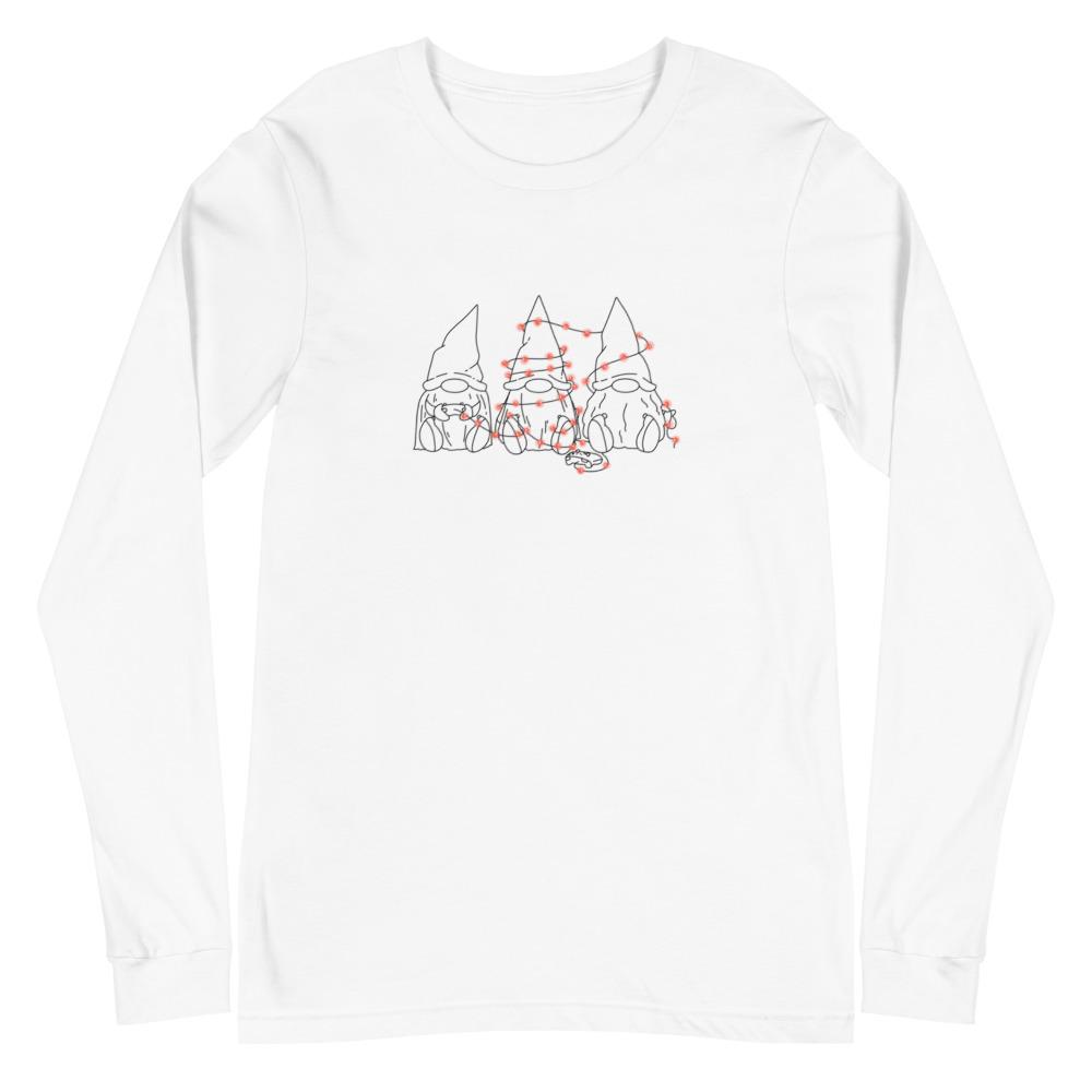Gamer Gnome Christmas | Seasonal Unisex Long Sleeve Tee Threads and Thistles Inventory White XS