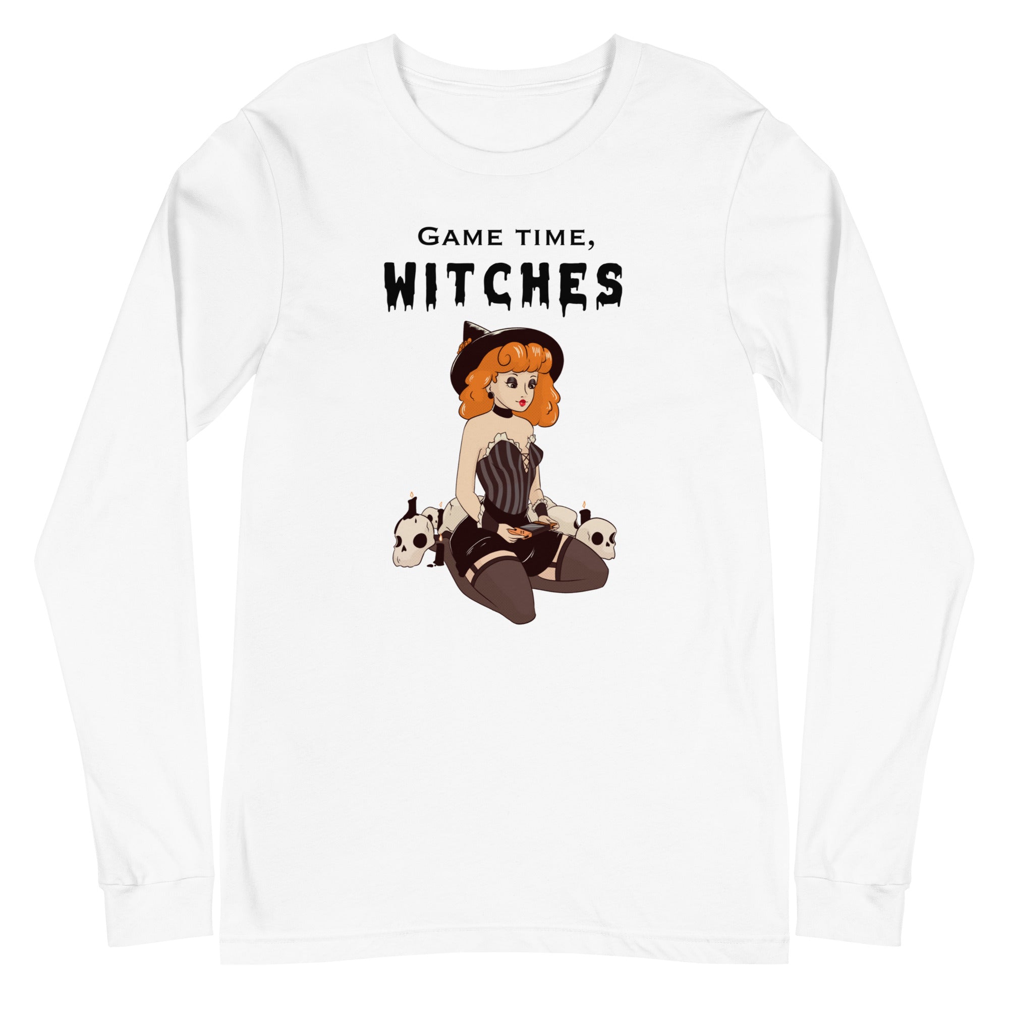 Game Time, Witches | Fall Unisex Long Sleeve Tee Threads & Thistles Inventory White XS