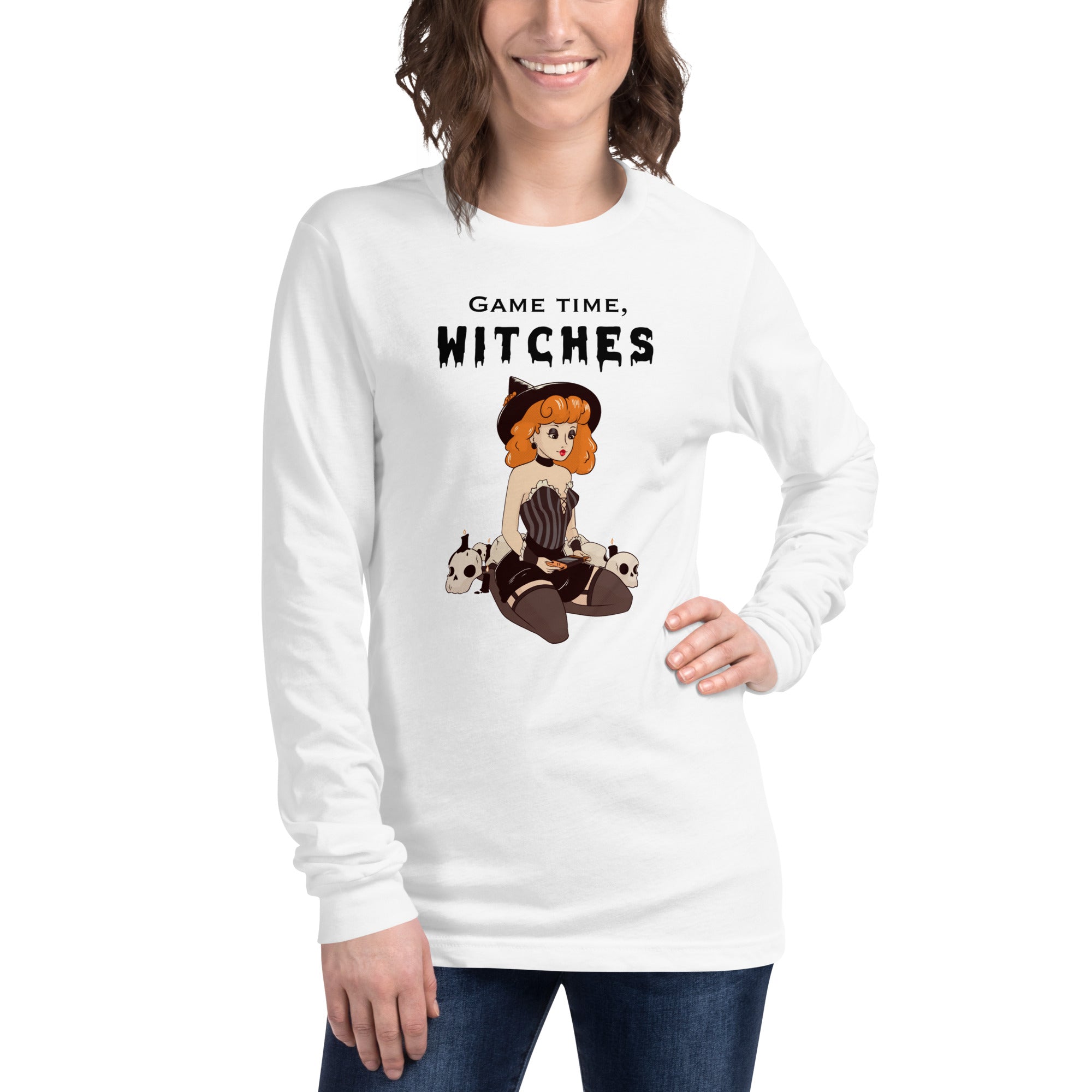 Game Time, Witches | Fall Unisex Long Sleeve Tee Threads & Thistles Inventory