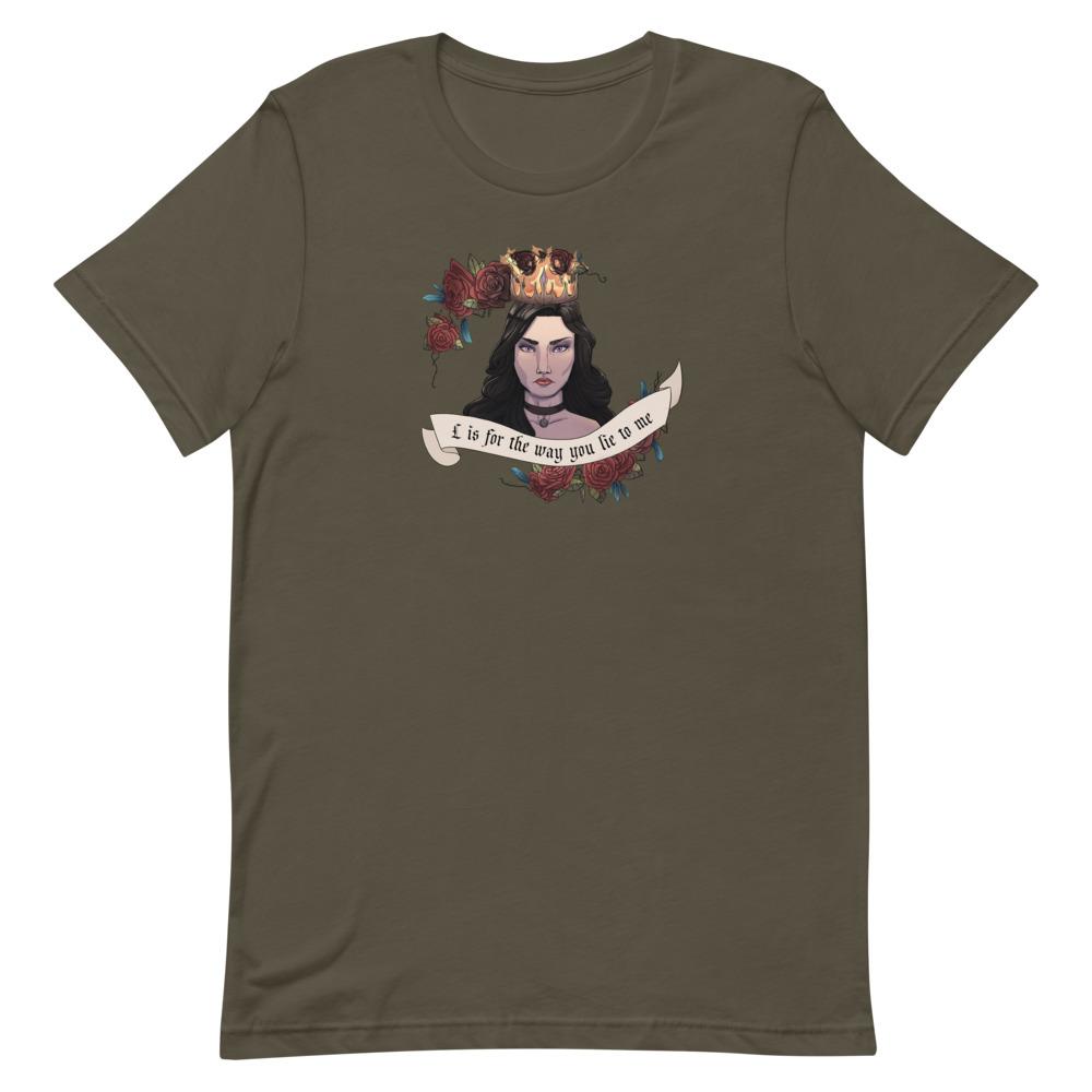 Lie to me | Short-Sleeve Unisex T-Shirt | The Witcher Threads and Thistles Inventory Army S 