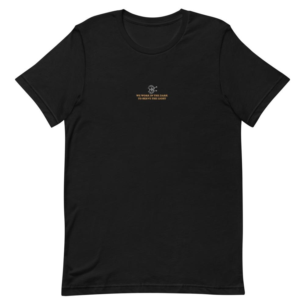 Serve the Light | Embroidered Short-Sleeve Unisex T-Shirt | Assassin's Creed Threads and Thistles Inventory Black S