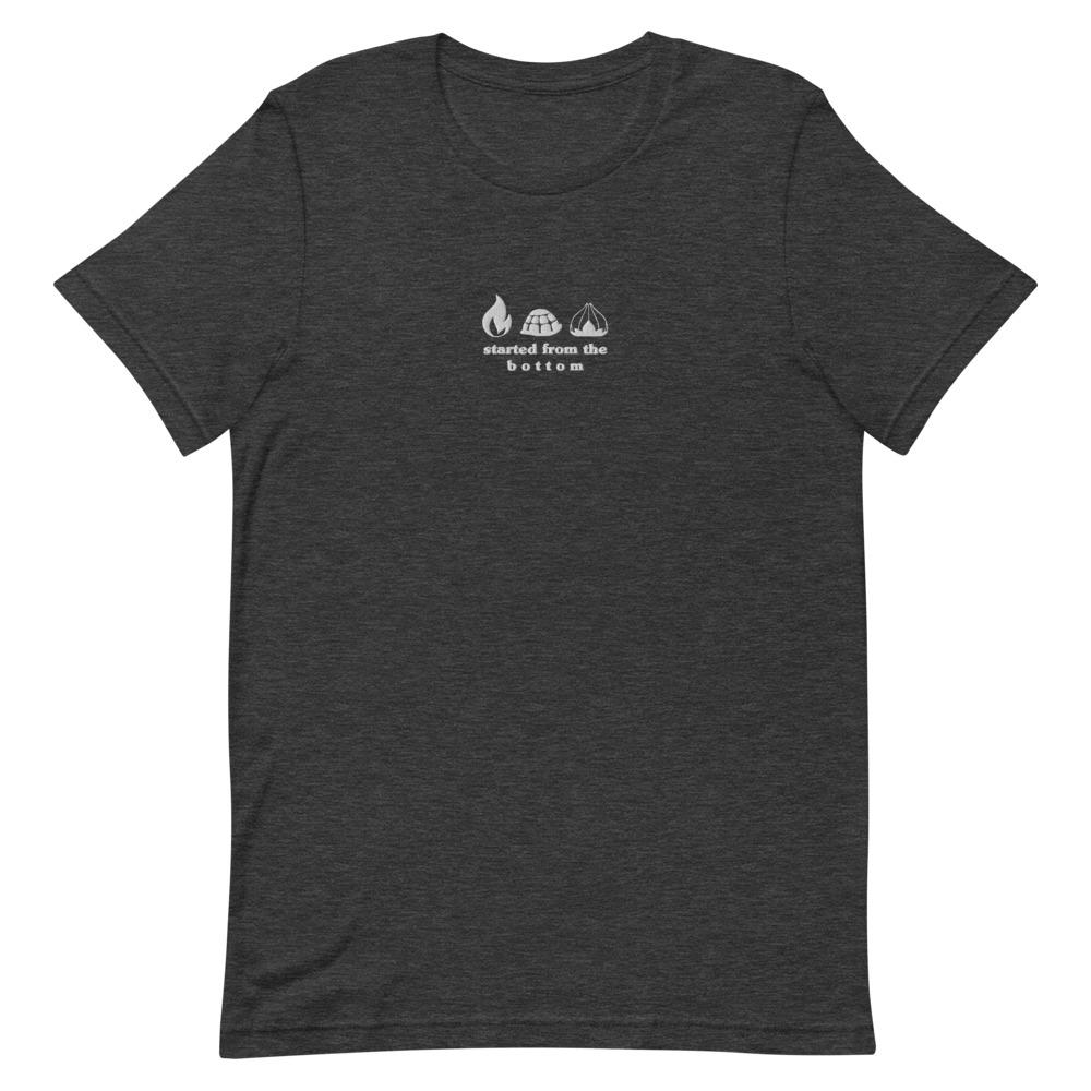 Started from the Bottom | Embroidered Short-Sleeve Unisex T-Shirt | Pokemon Threads and Thistles Inventory Dark Grey Heather XS