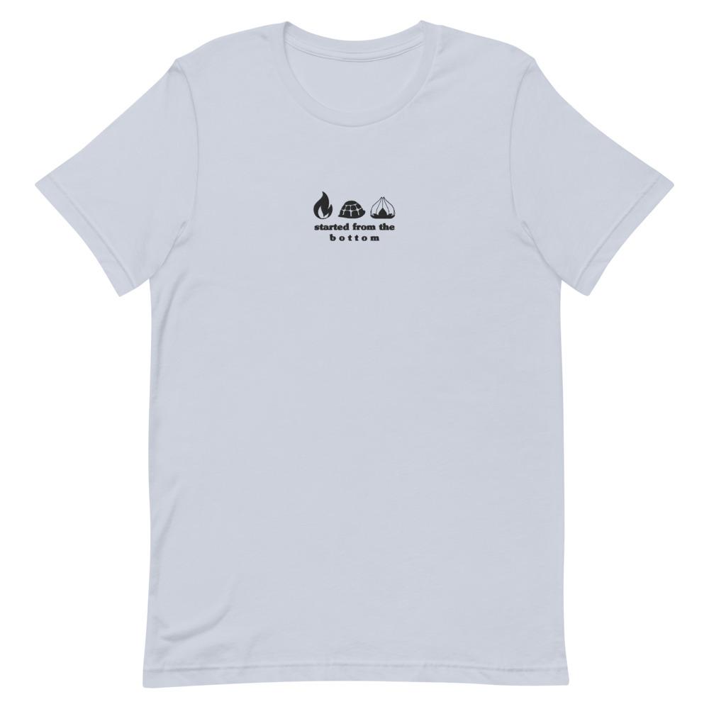 Started from the Bottom | Embroidered Short-Sleeve Unisex T-Shirt | Pokemon Threads and Thistles Inventory Light Blue XS