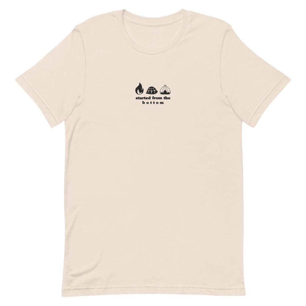 Started from the Bottom | Embroidered Short-Sleeve Unisex T-Shirt | Pokemon Threads and Thistles Inventory Soft Cream S