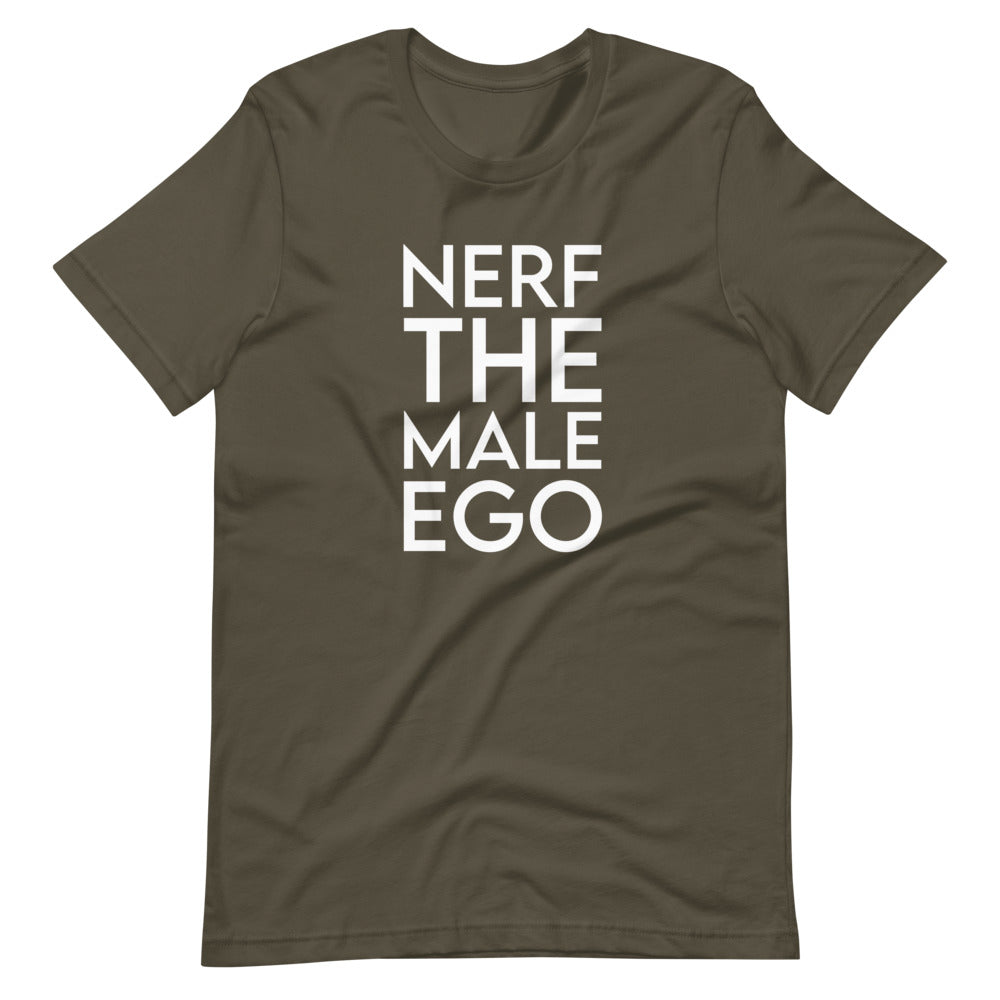 Nerf the Male Ego | Short-sleeve unisex t-shirt | Feminist Gamer Threads and Thistles Inventory Army S