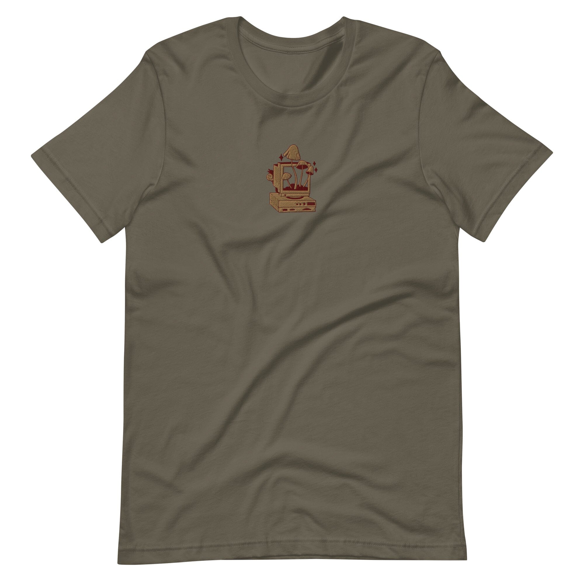 Cozy PC Gaming | Embroidered Unisex t-shirt | Cozy Gamer Threads & Thistles Inventory Army S