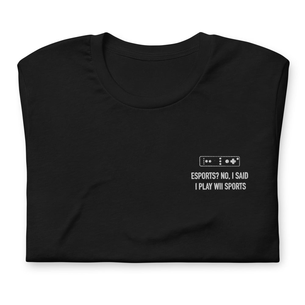 Wii Sports | Embroidered Short-sleeve unisex t-shirt | Feminist Gamer Threads and Thistles Inventory Black XS