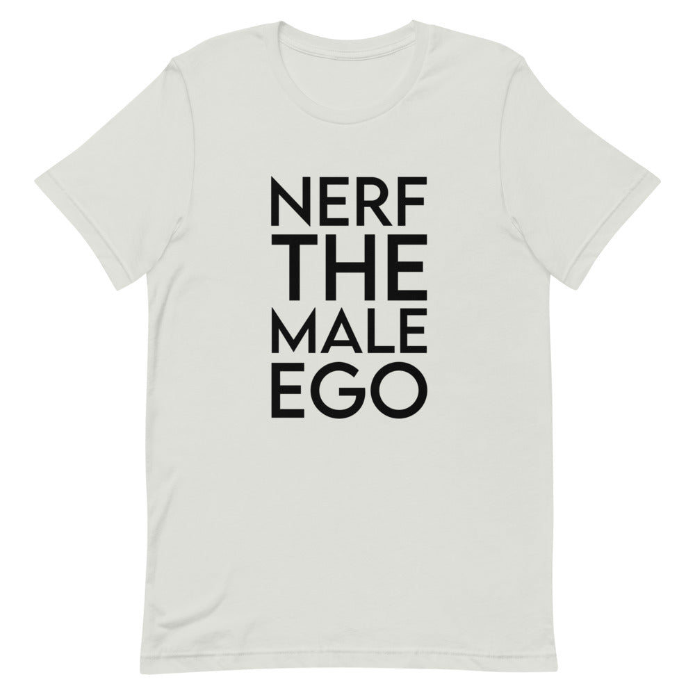 Nerf the Male Ego | Short-sleeve unisex t-shirt | Feminist Gamer Threads and Thistles Inventory Silver S