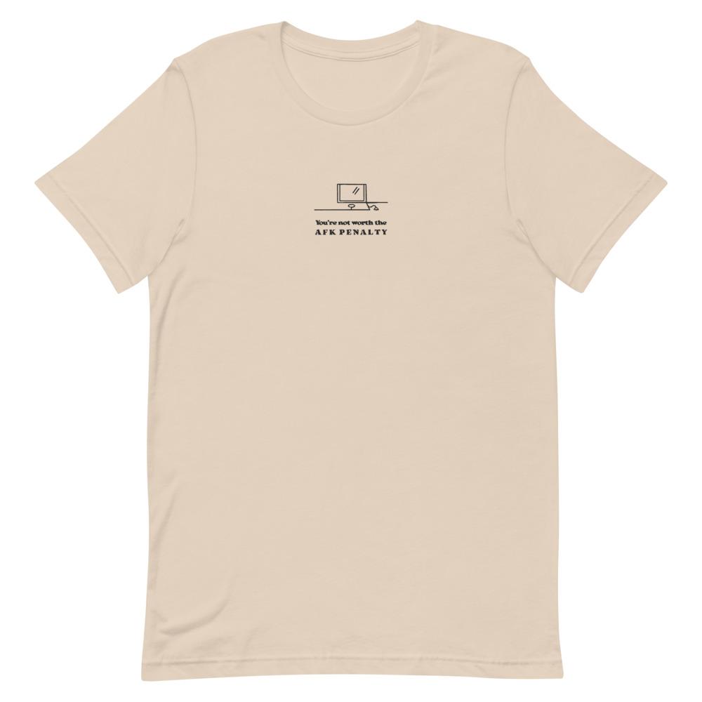 AFK Penalty | Embroidered Short-Sleeve Unisex T-Shirt | FPS/TPS Threads and Thistles Inventory Soft Cream S