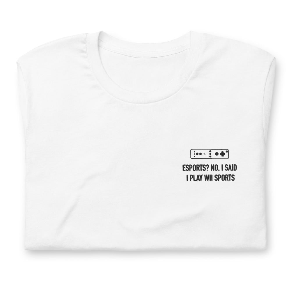 Wii Sports | Embroidered Short-sleeve unisex t-shirt | Feminist Gamer Threads and Thistles Inventory White XS
