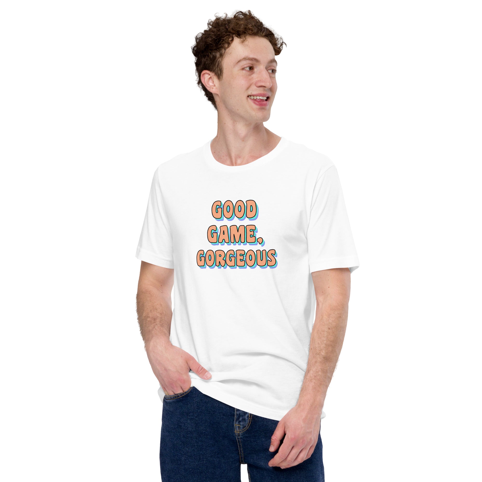 Good Game, Gorgeous Unisex t-shirt Threads and Thistles Inventory