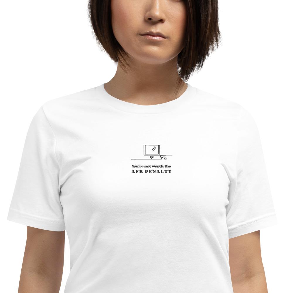 AFK Penalty | Embroidered Short-Sleeve Unisex T-Shirt | FPS/TPS Threads and Thistles Inventory