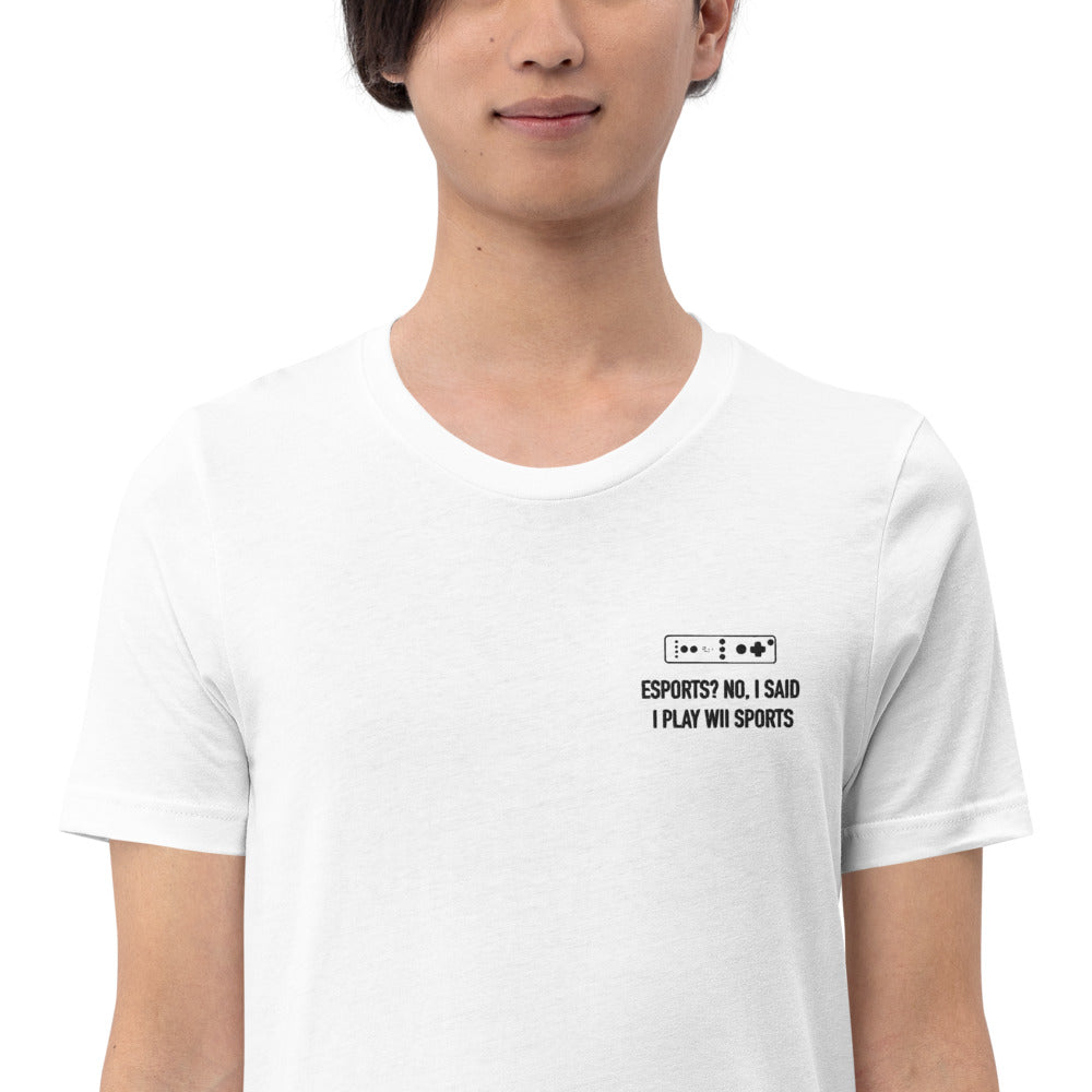 Wii Sports | Embroidered Short-sleeve unisex t-shirt | Feminist Gamer Threads and Thistles Inventory
