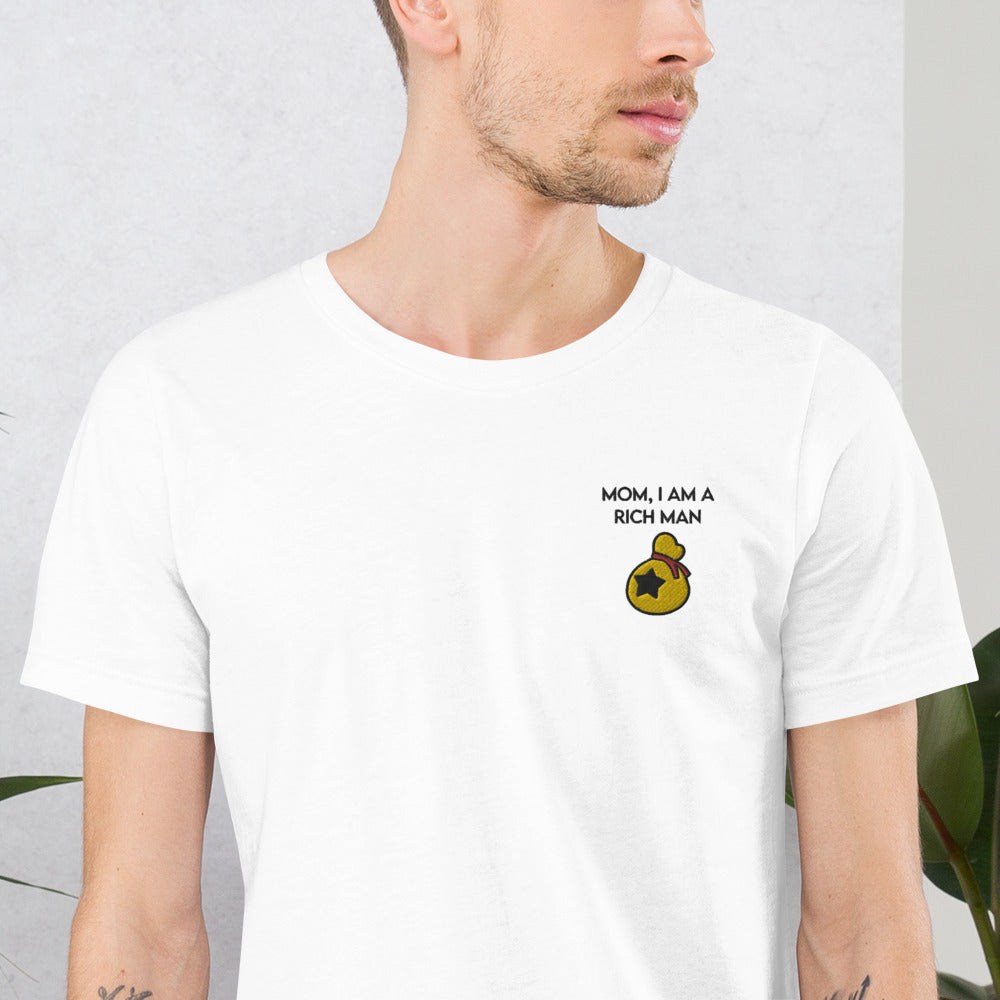 I Am a Rich Man | Embroidered Unisex t-shirt | Animal Crossing Threads and Thistles Inventory