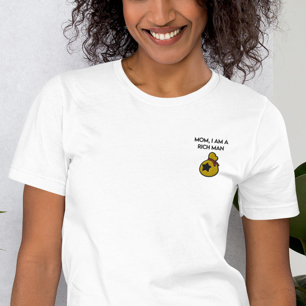 I Am a Rich Man | Embroidered Unisex t-shirt | Animal Crossing Threads and Thistles Inventory