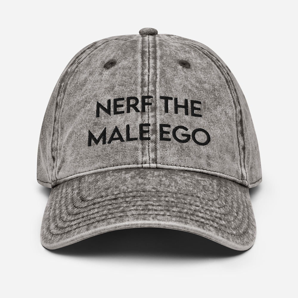 Nerf the Male Ego | Vintage Denim Cap Threads and Thistles Inventory Charcoal Grey