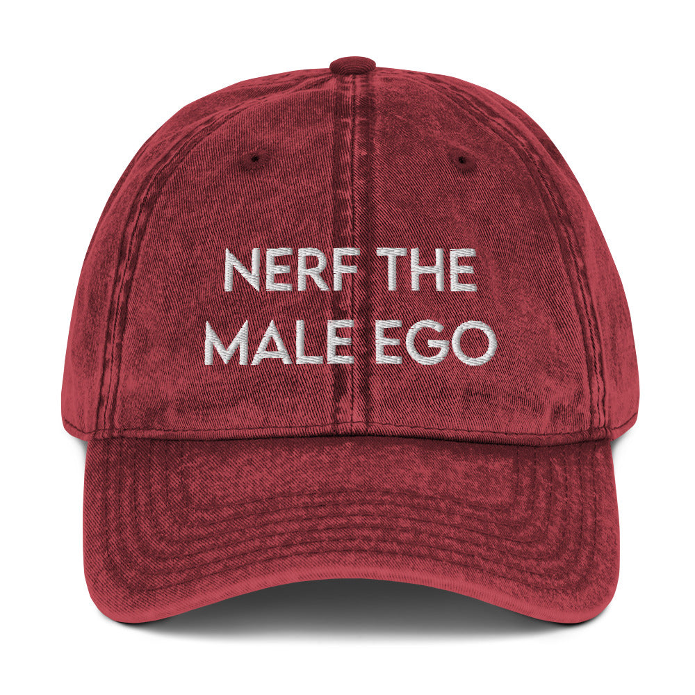Nerf the Male Ego | Vintage Denim Cap Threads and Thistles Inventory Maroon