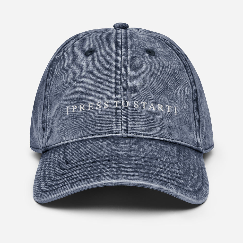Press to Start | Vintage Denim Cap Threads and Thistles Inventory