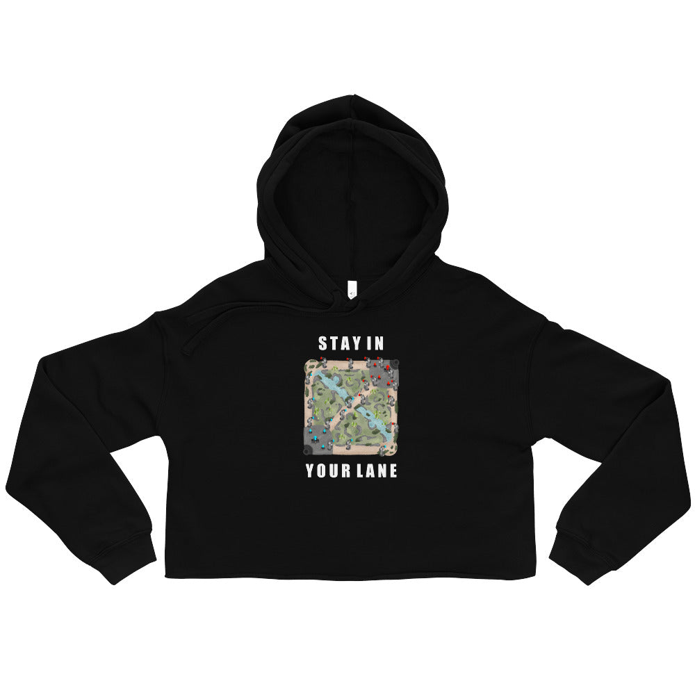 Stay In Your Lane | Crop Hoodie | League of Legends Threads and Thistles Inventory Black S