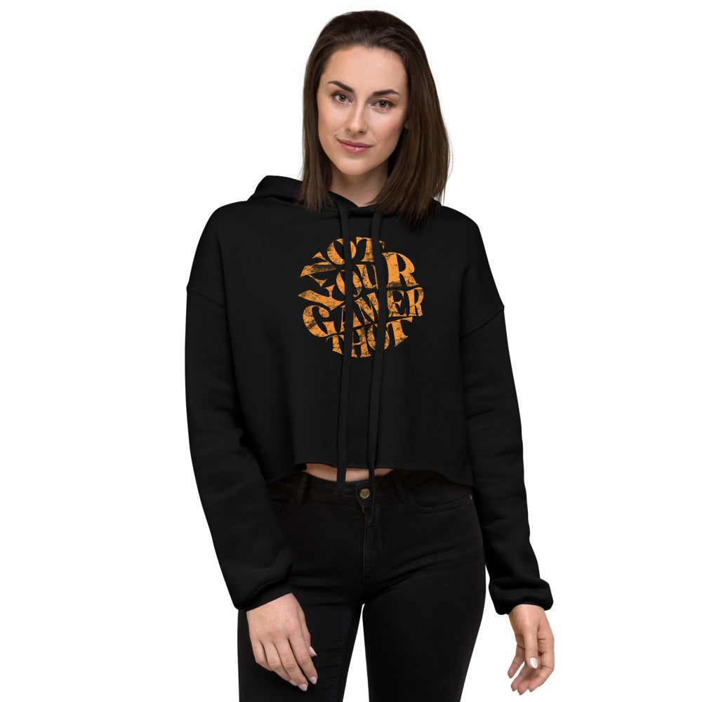 Gamer Thot (distressed design) | Crop Hoodie | Feminist Gamer Threads and Thistles Inventory
