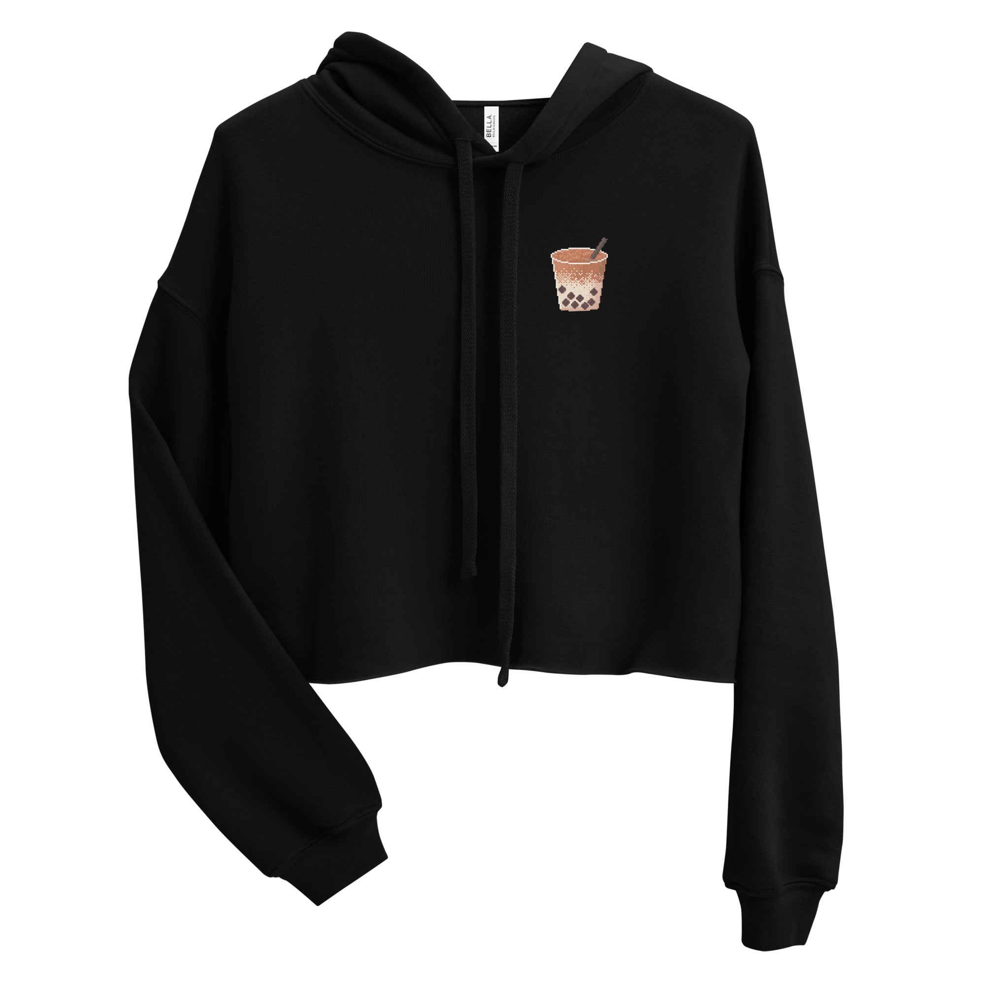 Pixel Boba | Crop Hoodie | Cozy Gamer Threads and Thistles Inventory Black S