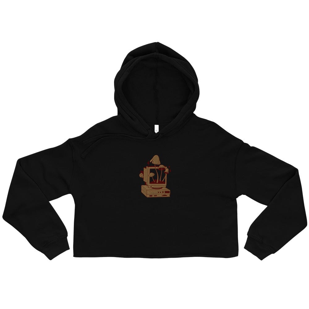 Cozy PC Gaming | Embroidered Crop Hoodie | Cozy Gamer Threads & Thistles Inventory Black S