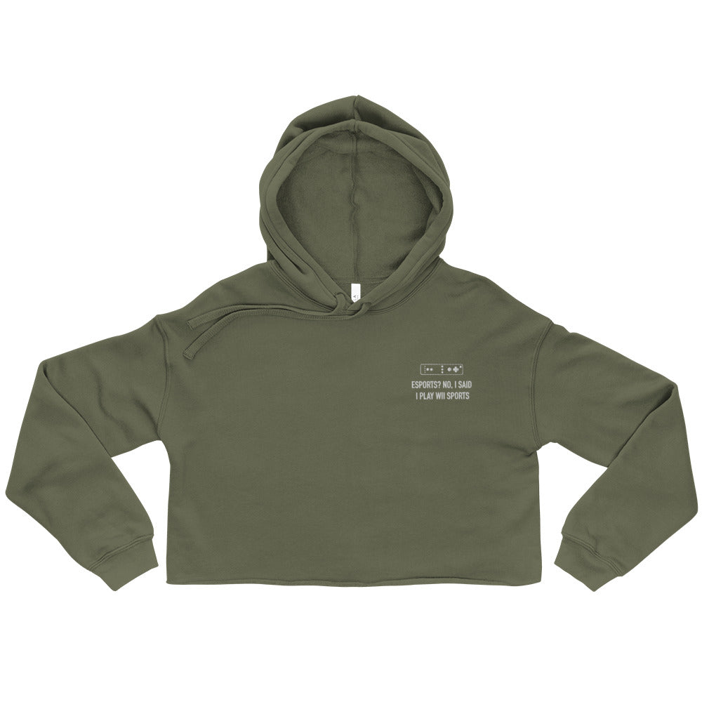 Wii Sports | Embroidered Crop Hoodie | Feminist Gamer Threads and Thistles Inventory Military Green S