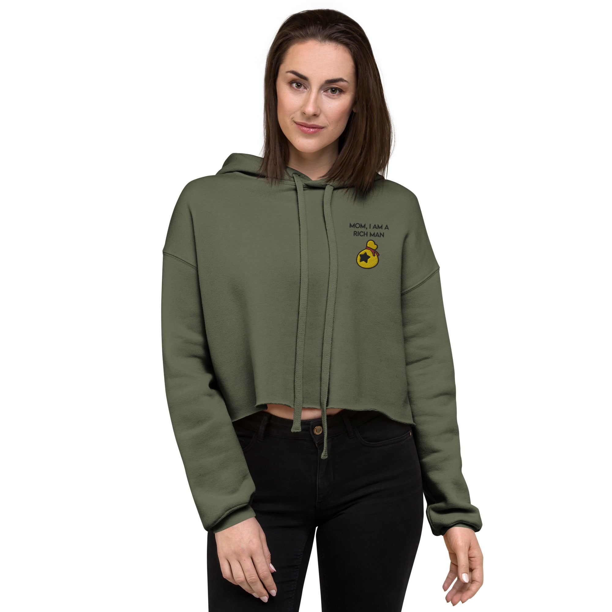 I Am a Rich Man | Embroidered Crop Hoodie | Animal Crossing Threads and Thistles Inventory