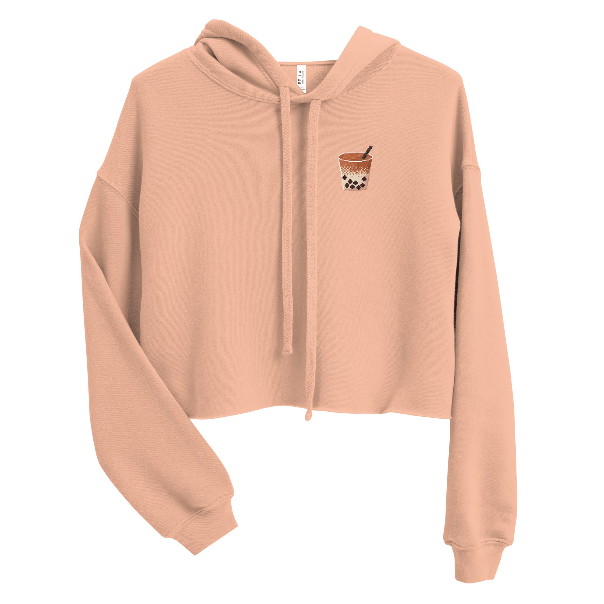 Pixel Boba | Crop Hoodie | Cozy Gamer Threads and Thistles Inventory Peach S