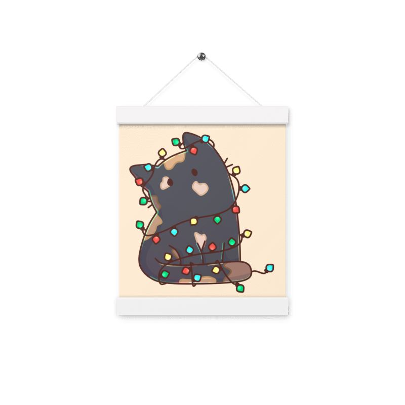 Christmas Torti Kitty | Poster with hangers | TTI Stream Christmas Threads & Thistles Inventory 